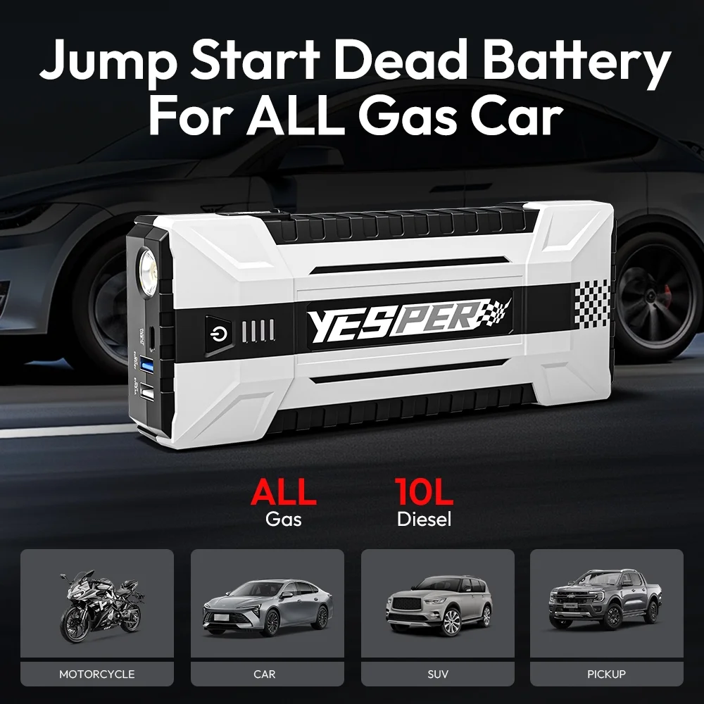 YESPER Car Jump Box ,4120A Peak Jump Box Starter For Car,ALL Gas and Up to 10.0L Diesel Engine, Powerful 12V Jump Pack With Power Bank/Quick Charge/LED Light YESPER